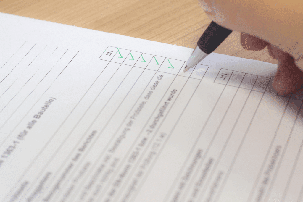 Person füllt Formular mit Stift aus