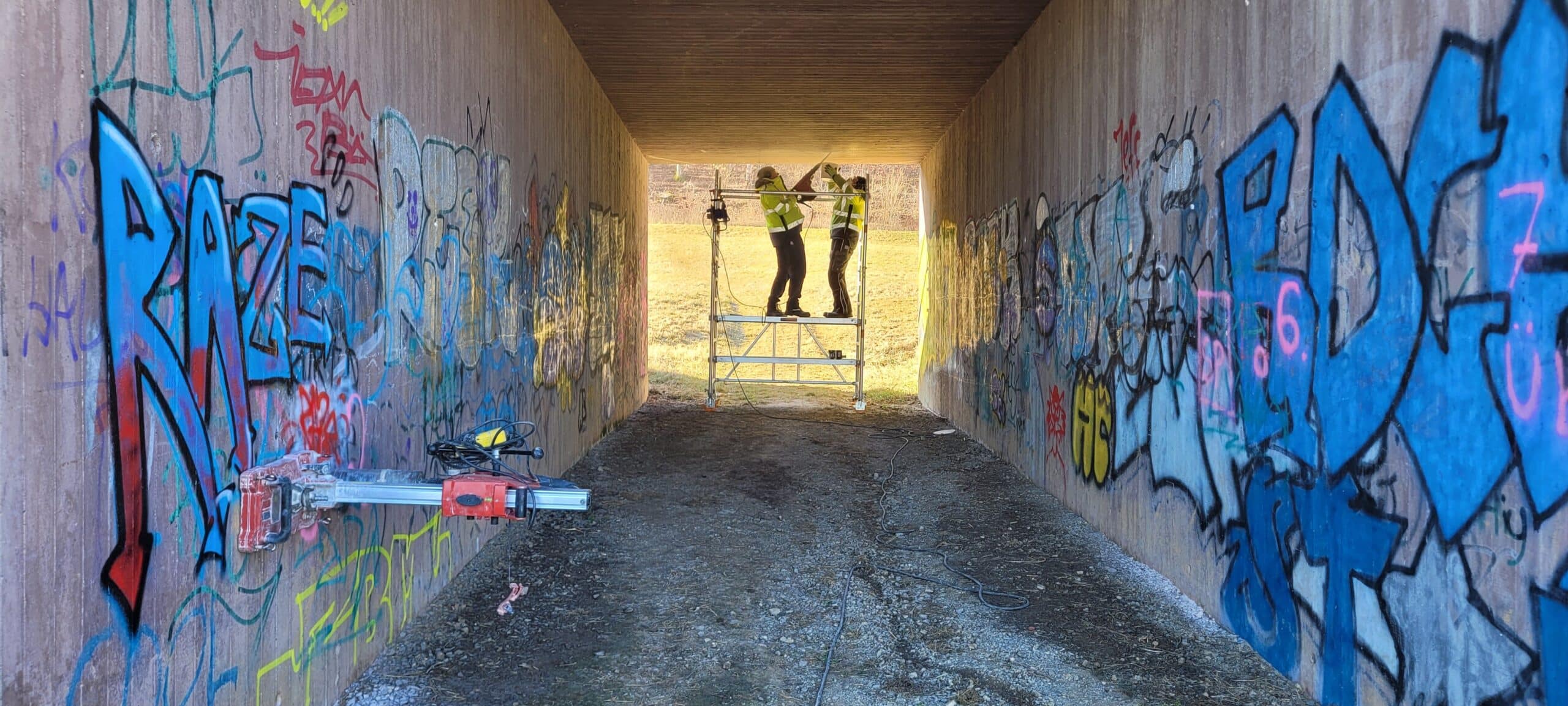 Brückenbauwerk während einer technischen Erkundung